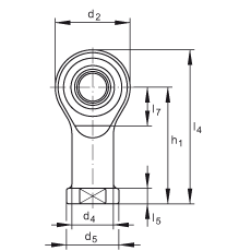 桿端軸承 GIKSR6-PS, 根據(jù) DIN ISO 12 240-4 標(biāo)準(zhǔn)，特種鋼材料，帶右旋內(nèi)螺紋，免維護(hù)