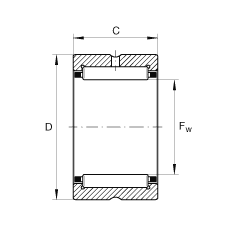 滾針軸承 NCS1212, 機(jī)加工滾道，根據(jù) ABMA 18.2 - 1982，英制