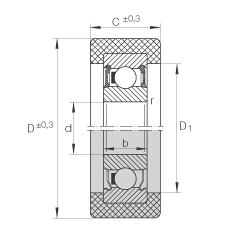 滾輪 KLRZ12X41X16-2RSR, 帶塑料箍，兩側(cè)密封