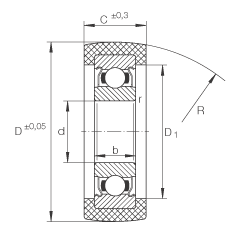滾輪 KLRU15X47X20-2Z, 帶塑料箍，兩側(cè)密封