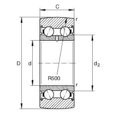 滾輪 LR50/5-2RSR, 雙向，兩側(cè)密封
