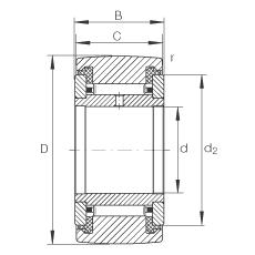 支撐型滾輪 NATR50-PP, 軸向引導(dǎo)，兩側(cè)用推力滑動(dòng)墊圈