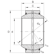 關(guān)節(jié)軸承 GE140-FO-2RS, 根據(jù) DIN ISO 12 240-1 標(biāo)準(zhǔn), 需維護，兩側(cè)唇密封