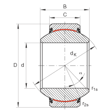 關(guān)節(jié)軸承 GE260-FW-2RS, 根據(jù) DIN ISO 12 240-1 標(biāo)準(zhǔn), 免維護(hù)，兩側(cè)唇密封