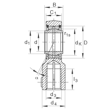 液壓桿端軸承 GIHNRK20-LO, 根據(jù) DIN ISO 12 240-4 標(biāo)準(zhǔn)，帶右旋螺紋夾緊裝置，需維護(hù)
