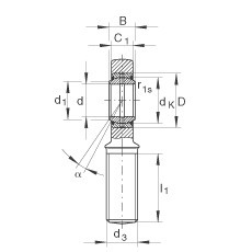 桿端軸承 GAL20-DO, 根據(jù) DIN ISO 12 240-4 標(biāo)準(zhǔn)，帶左旋外螺紋，需維護(hù)