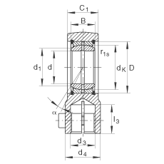 液壓桿端軸承 GIHRK35-DO, 根據(jù) DIN ISO 12 240-4 標(biāo)準(zhǔn)，帶右旋螺紋夾緊裝置，需維護(hù)