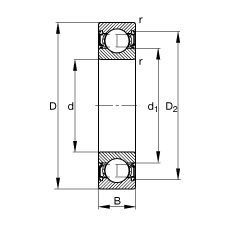 深溝球軸承 62203-2RSR, 根據(jù) DIN 625-1 標(biāo)準(zhǔn)的主要尺寸, 兩側(cè)唇密封