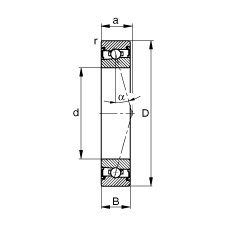 主軸軸承 HSS71902-C-T-P4S, 調(diào)節(jié)，成對安裝，接觸角 α = 15°，兩側(cè)唇密封，非接觸，加嚴(yán)公差
