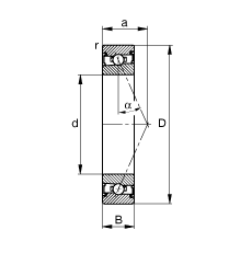 主軸軸承 HSS7002-E-T-P4S, 調(diào)節(jié)，成對安裝，接觸角 α = 25°，兩側(cè)唇密封，非接觸，限制公差