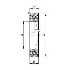 主軸軸承 HCS71909-C-T-P4S, 調(diào)節(jié)，成對安裝，接觸角 α = 15°，兩側(cè)唇密封，非接觸，限制公差