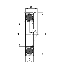 主軸軸承 HCB71921-E-T-P4S, 調(diào)節(jié)，成對或單元安裝，接觸角 α = 25°，陶瓷球，限制公差
