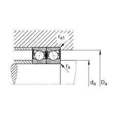 主軸軸承 B7208-C-2RSD-T-P4S, 調(diào)節(jié)，成對(duì)安裝，接觸角 α = 15°，兩側(cè)唇密封，非接觸，加嚴(yán)公差