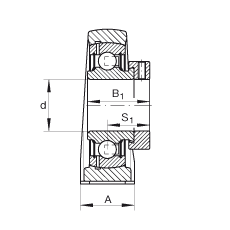 直立式軸承座單元 PAK30, 鑄鐵軸承座，外球面球軸承，根據(jù) ABMA 15 - 1991, ABMA 14 - 1991, ISO3228 帶有偏心緊定環(huán)