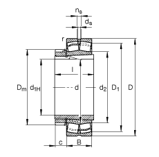 調心滾子軸承 23030-E1-K-TVPB + H3030, 根據(jù) DIN 635-2 標準的主要尺寸, 帶錐孔和緊定套